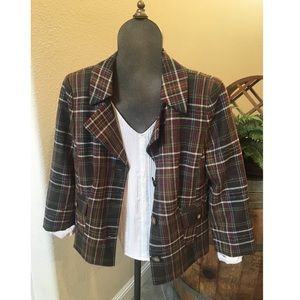 Semantiks plaid blazer brown/red/green/ cr…